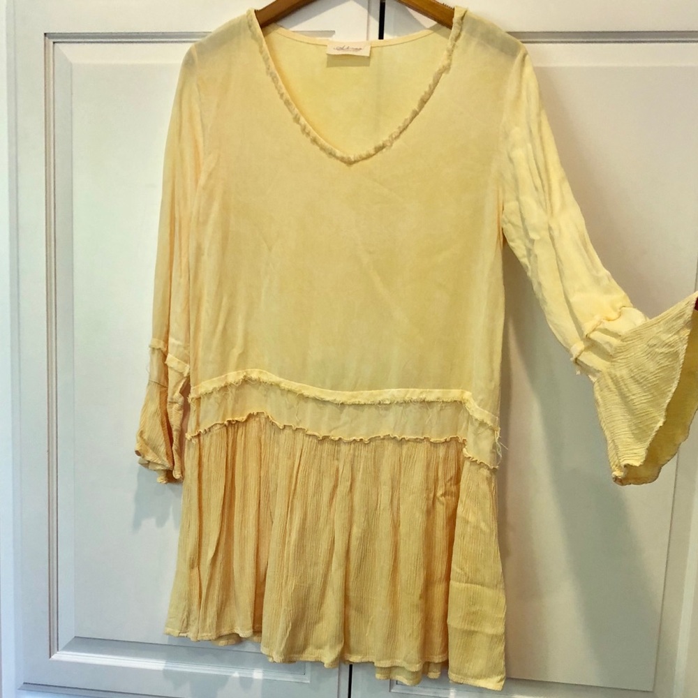 NEW Abree Mineral Washed Yellow Tunic Dress